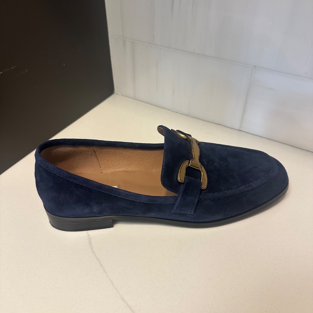 Bibi Lou Navy Suede Horsebit Loafers - Women's Flats - Picture 6 of 8